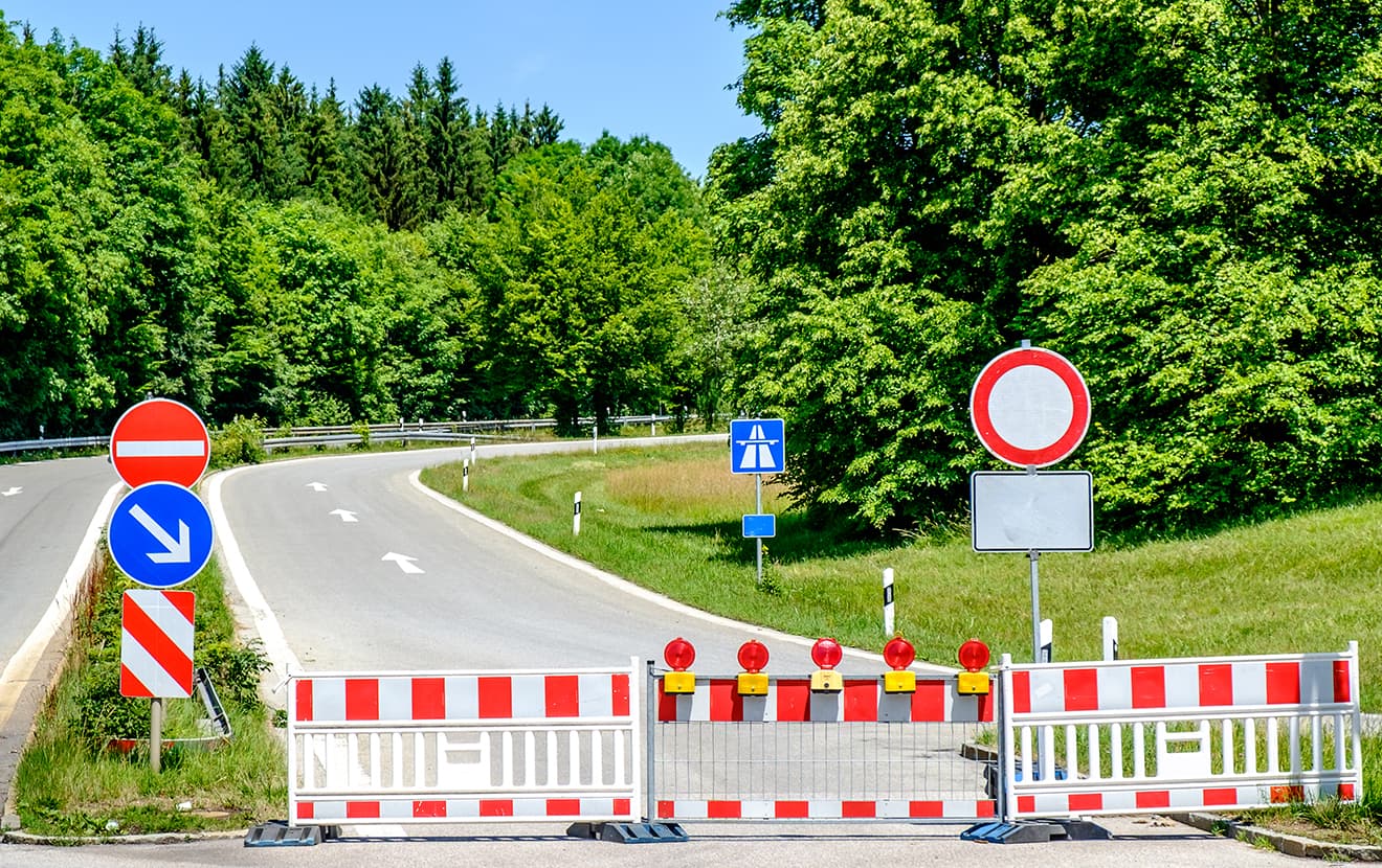 road block on the border