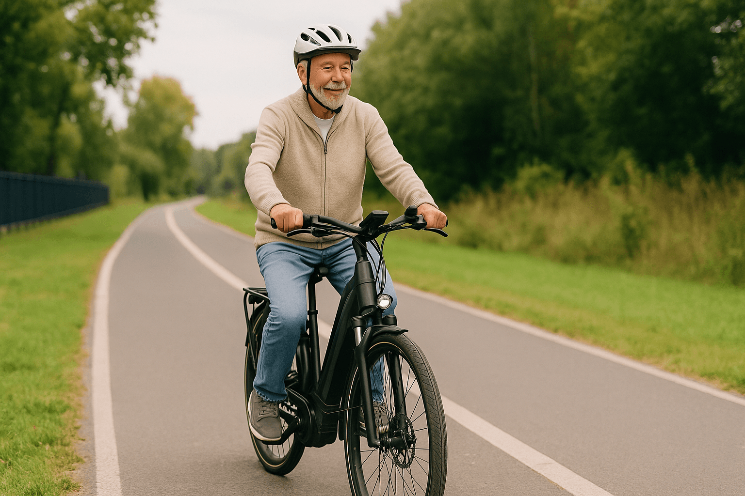 elderly man on the ebike