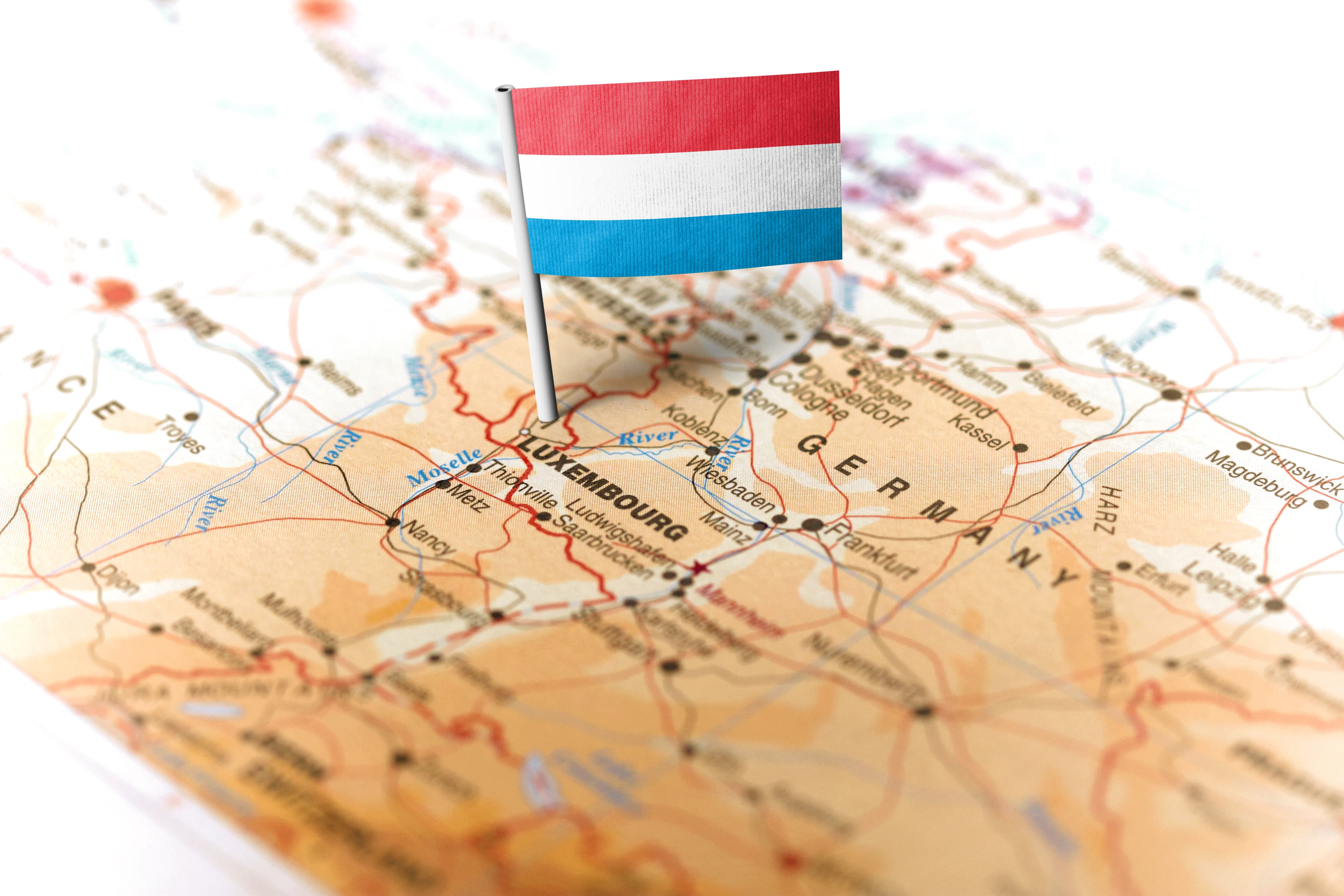 Map of Europe with Luxembourgish flag 