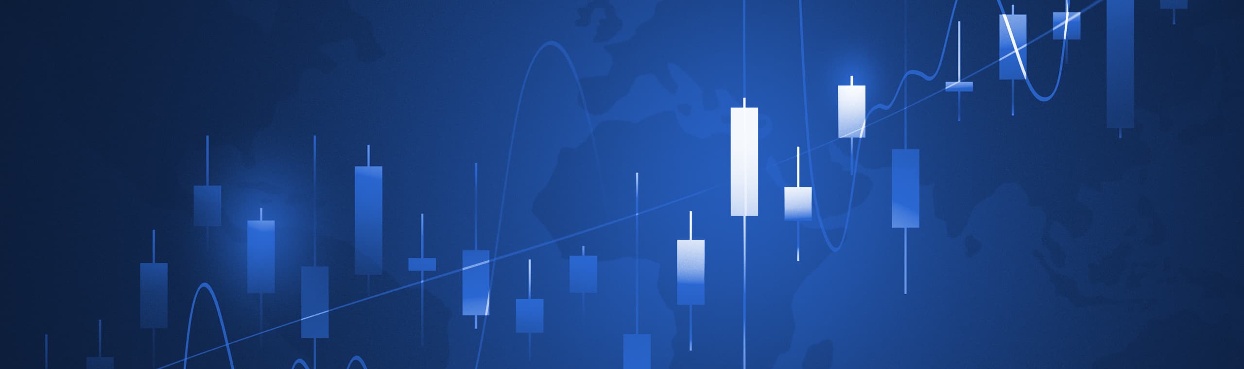 graphs and world map in the background