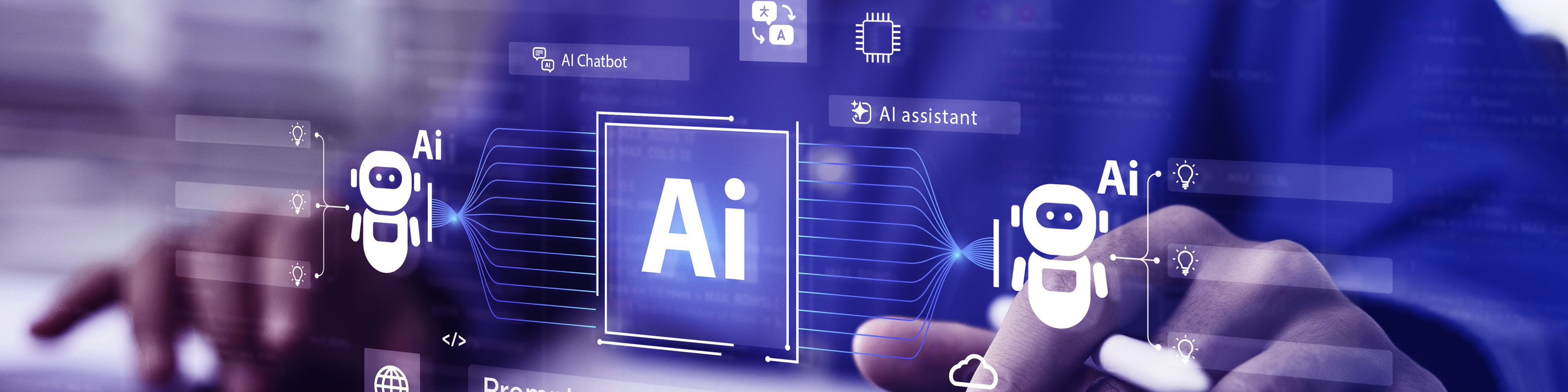 AI Artificial Intelligence technology for data analysis, research, planning, and work generate. Man uses a laptop and AI assistant dashboard. Technology smart robot AI agents and agentic workflows.
