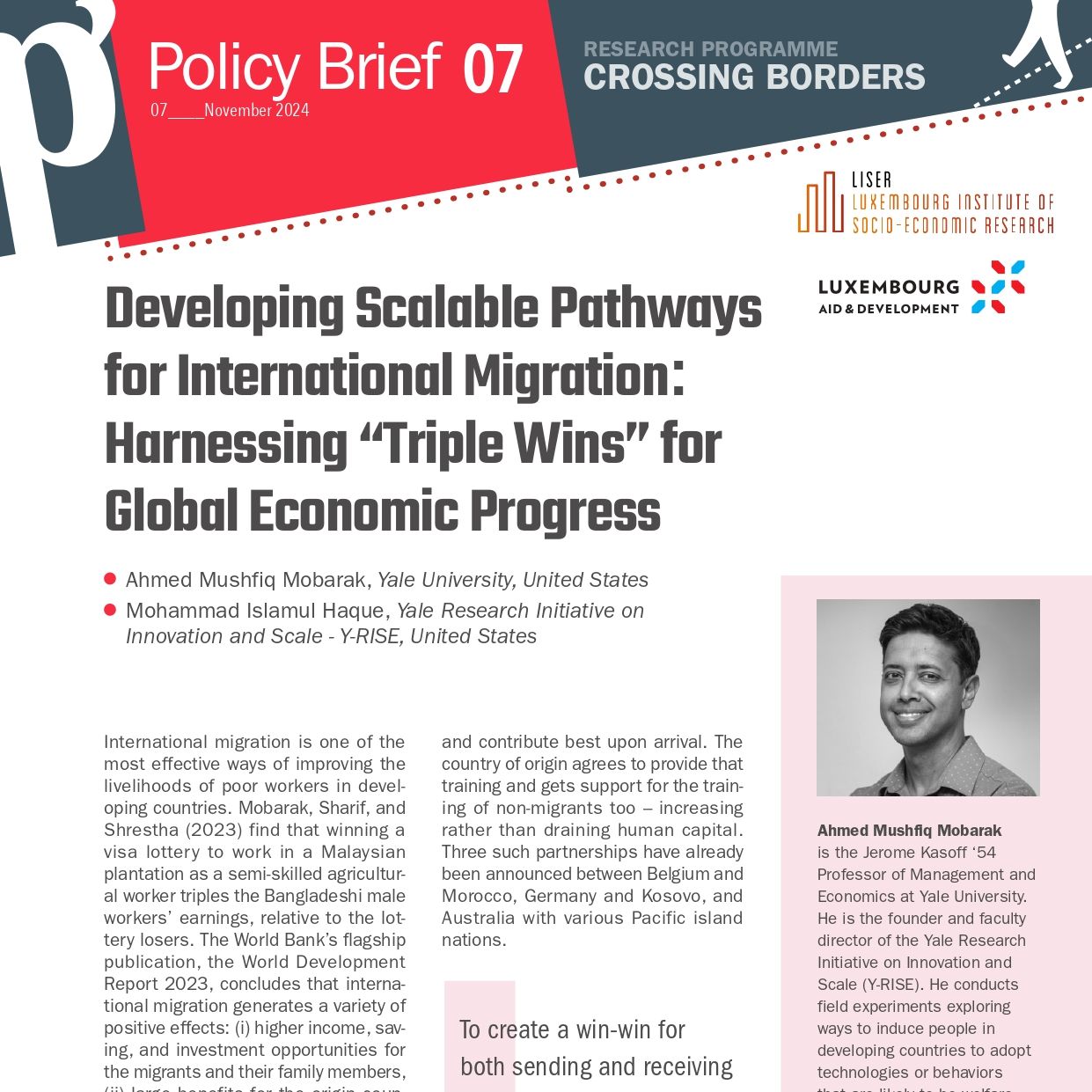 Developing Scalable Pathways for International Migration: Harnessing “Triple Wins” for Global Economic Progress