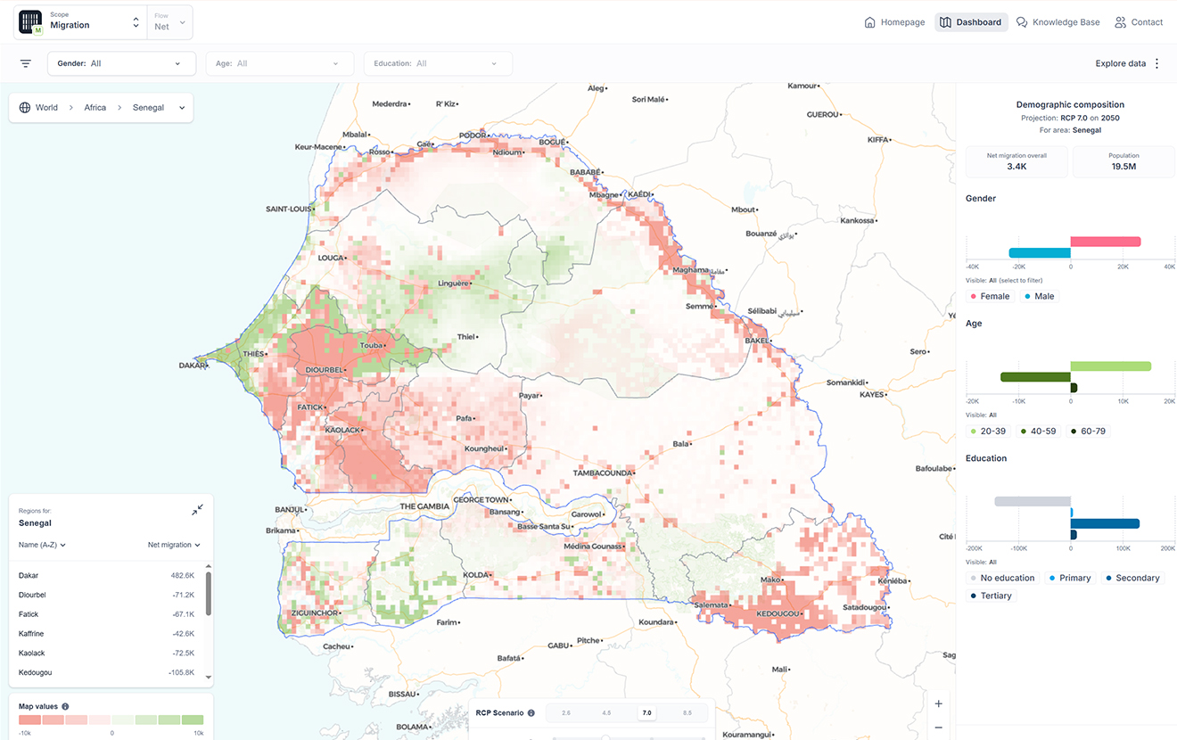 interactive dashboard with map of senegal